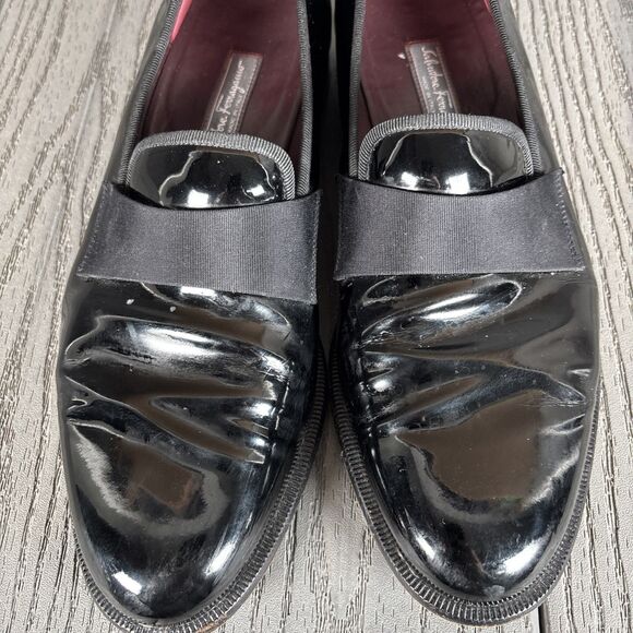 Salvatore Ferragamo Made in Italy Patent Grosgrain Vamp Formal Loafer 9.5 D main image 5